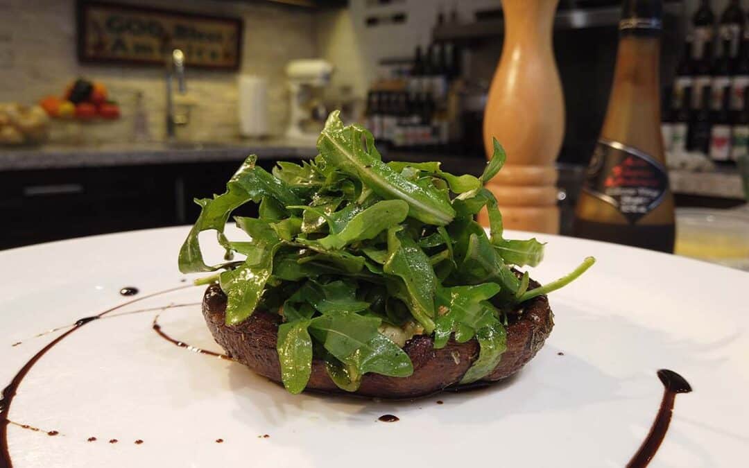 Stuffed Portobello Mushroom Recipe with Arugula Salad