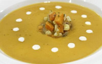 Sweet Potato Bisque Recipe with Caramelized Onions & Apple Cider