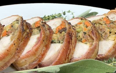 Stuffed Thanksgiving Turkey Breast Wrapped In Bacon