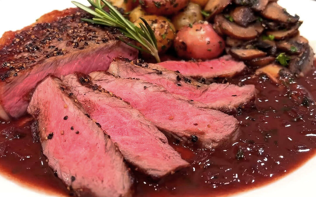 Steak Recipe with a Red Wine Reduction Sauce