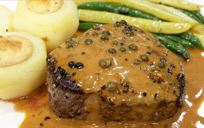 Tender Melt-In-Your-Mouth Filet au Poivre! (Filet Mignon with Peppercorn Sauce)
